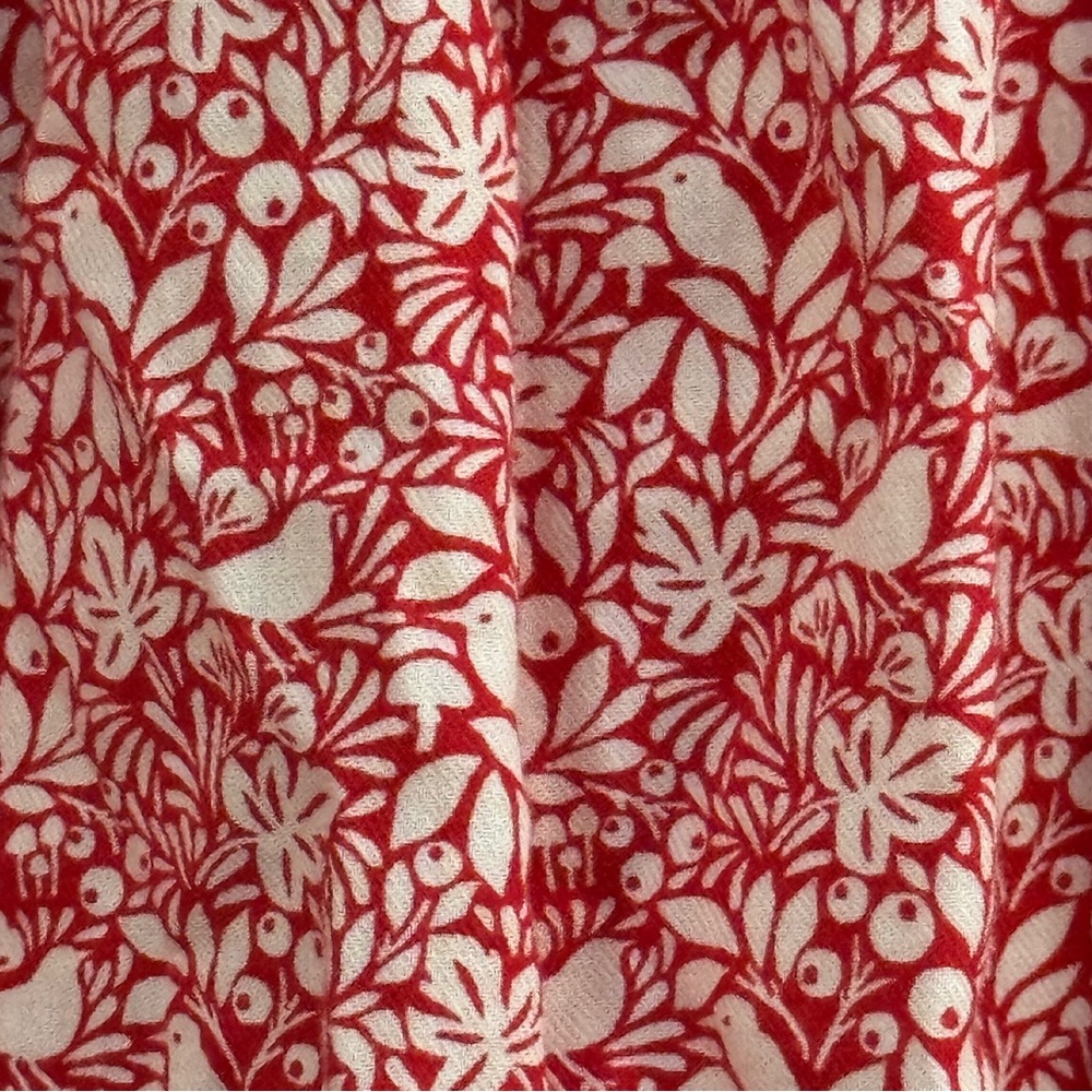 Mini Boden Girl Red Smocked Floral Ruffled Long Sleeve Top - Picture 5 of 9